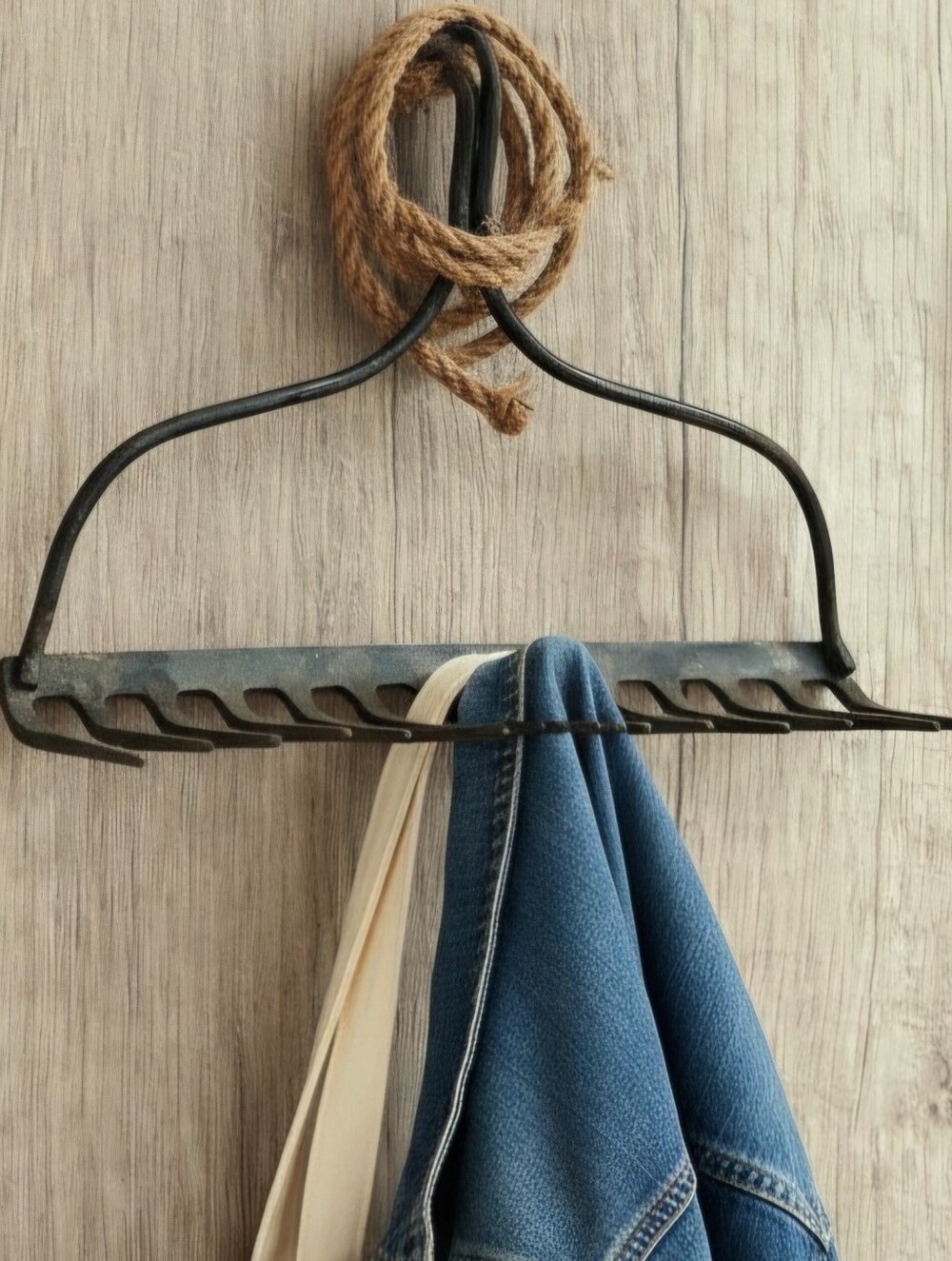 It Was A Rake, Now It's a Rack .. for Hats Towels or Barn and Garage Stuff